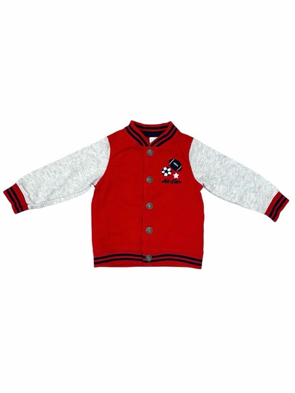 Carter’s Baby 18M All Star Jacket Soccer Football Sports Buttons Red Gray Cotton